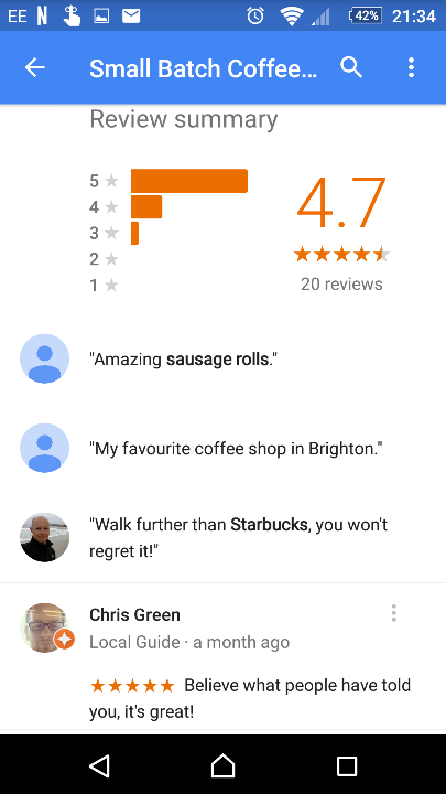 A review with my local guide badge