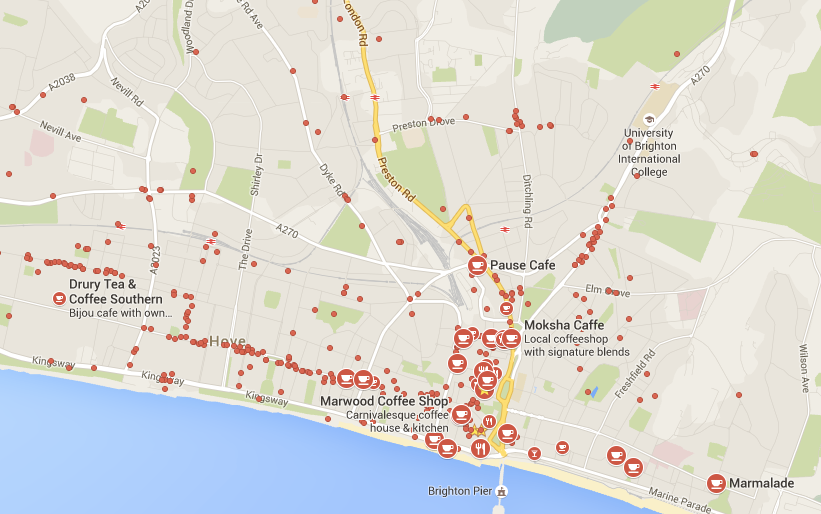 the many cafes of brighton