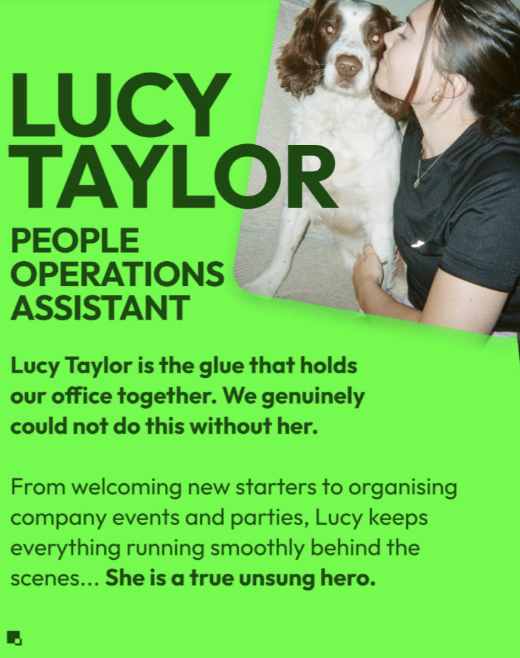 Lucy with a dog - banner with text