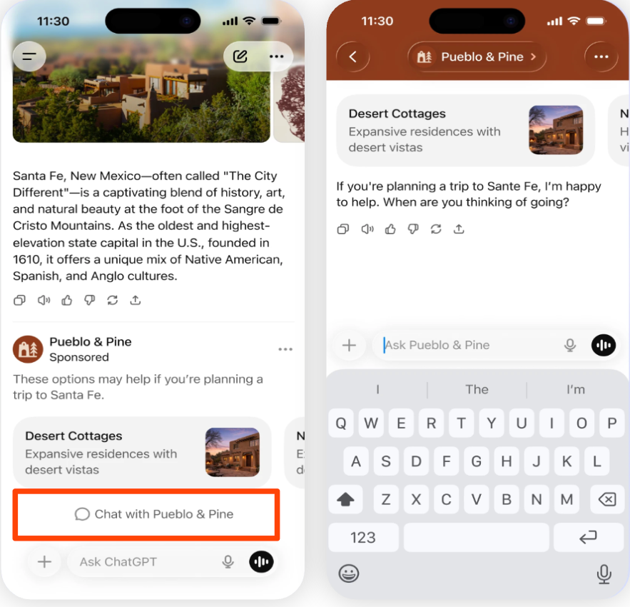 Example of conversational ad