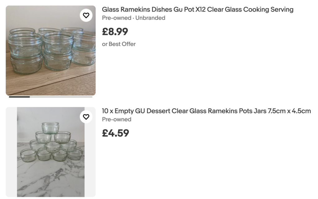 Gu ramekins listed on ebay