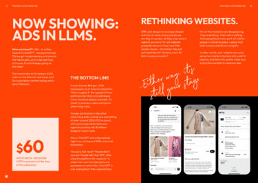 Ads in AI LLMs banner showing example ads on a mobile